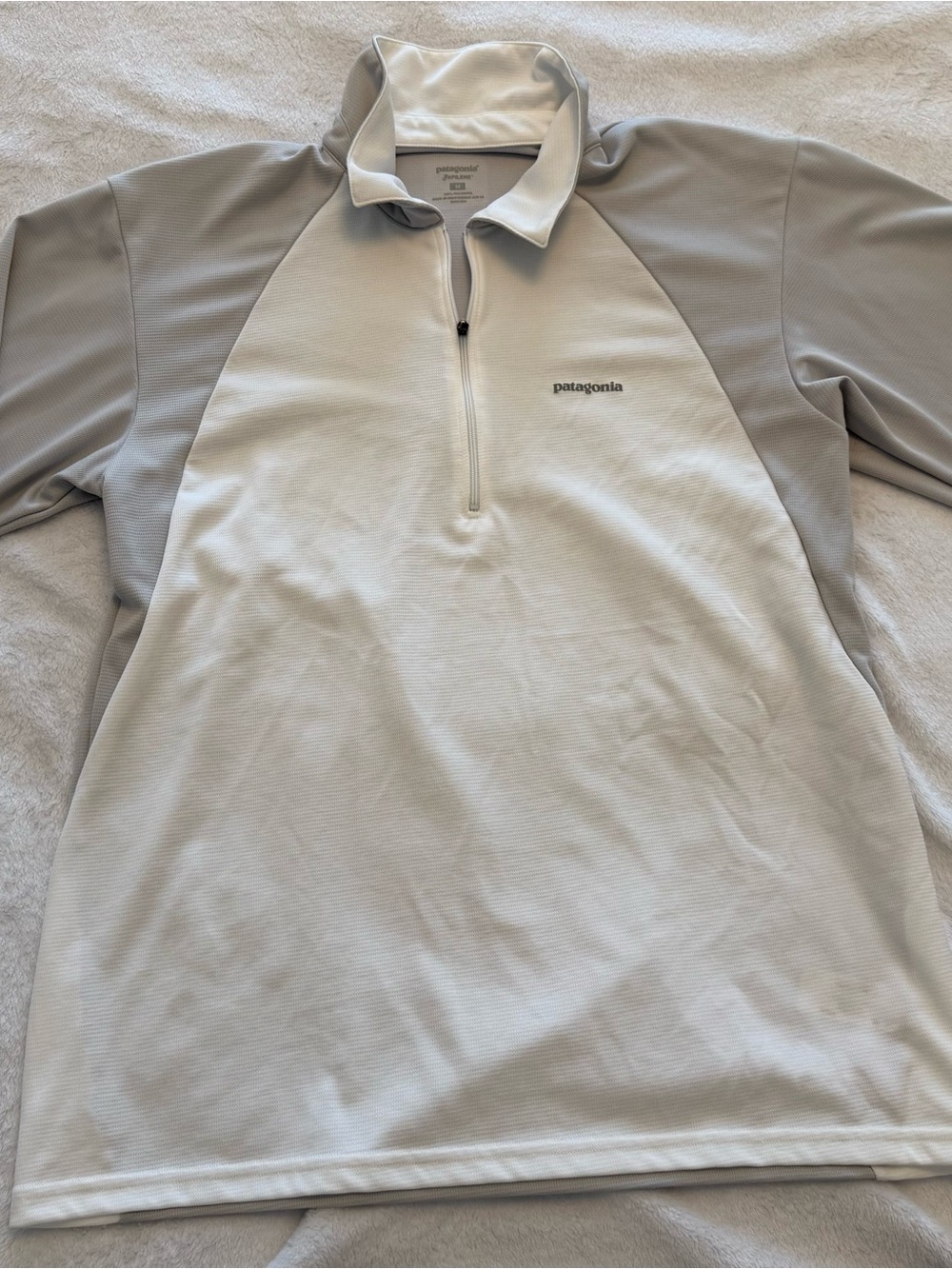 Patagonia Light Gray and Oatmeal Quarter-Zip Pullover